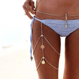 Boho Coin Silver Thigh Leg Chain Waist Thigh Body Chains