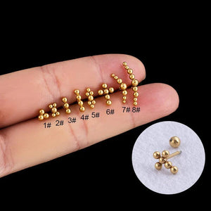 Geometric Cross Bead Ball Stainless Steel Earring for Women
