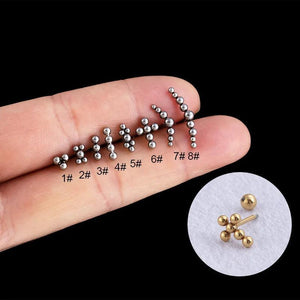 Geometric Cross Bead Ball Stainless Steel Earring for Women
