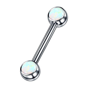 G23 Titanium Nipple Bar Opal Gem Tongue Barbell 14G Nipple Shield Rings