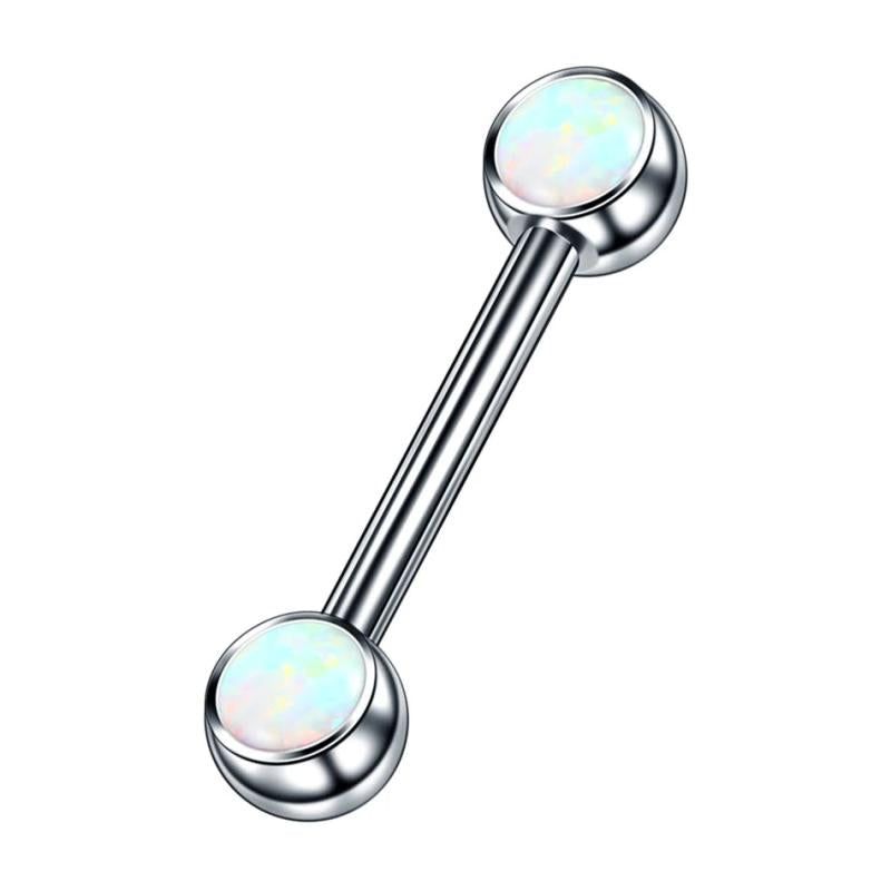 G23 Titanium Nipple Bar Opal Gem Tongue Barbell 14G Nipple Shield Rings