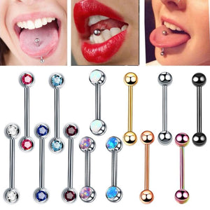 G23 Titanium Nipple Bar Opal Gem Tongue Barbell 14G Nipple Shield Rings