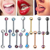 G23 Titanium Nipple Bar Opal Gem Tongue Barbell 14G Nipple Shield Rings