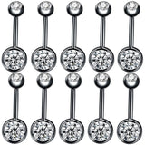 10pcs Crystal Rhinestone Belly Button Rings Surgical Steel Navel Piercing