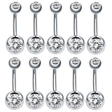 10pcs Crystal Rhinestone Belly Button Rings Surgical Steel Navel Piercing
