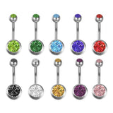 10pcs Crystal Rhinestone Belly Button Rings Surgical Steel Navel Piercing