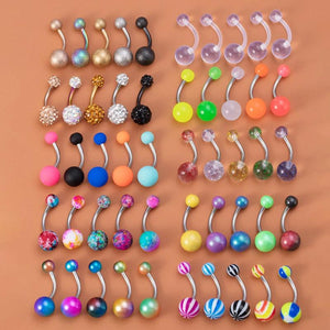 5Pcs 14G Colorful Acrylic Belly Button Rings