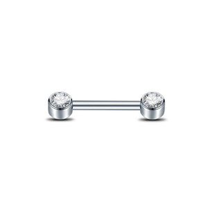1PC Titanium Opal Nipple Bar 14G Tongue CZ Nipple Barbell Mamilo Piercings