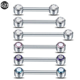 1PC Titanium Opal Nipple Bar 14G Tongue CZ Nipple Barbell Mamilo Piercings