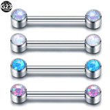 1PC Titanium Opal Nipple Bar 14G Tongue CZ Nipple Barbell Mamilo Piercings