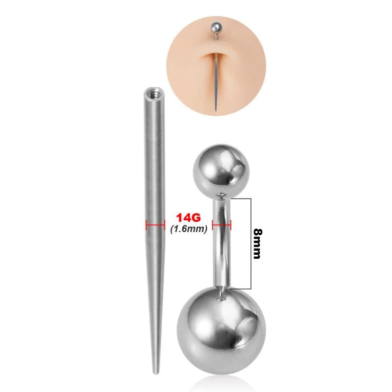 Surgical Steel Body Piercing Kit with Taper and Thread Pin