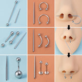 Surgical Steel Body Piercing Kit with Taper and Thread Pin