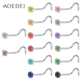 10-14Pcs 20G Crystal Nose Stud Piercing Jewelry Stainless Steel Nose Stud
