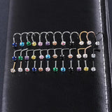 10-14Pcs 20G Crystal Nose Stud Piercing Jewelry Stainless Steel Nose Stud