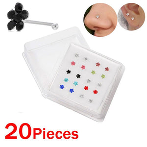 20G Nose Ring Hoop 20PCS Nose Rings Studs Piercings Hoop Jewelry Nose Ear
