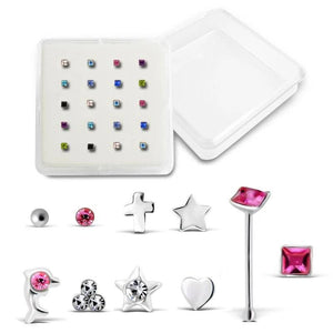 20G Nose Ring Hoop 20PCS Nose Rings Studs Piercings Hoop Jewelry Nose Ear