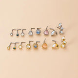 20G Stainless Steel Opal Stone L Shape Nose Stud Zircon Nose Ring