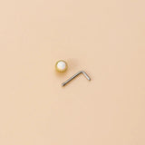 20G Stainless Steel Opal Stone L Shape Nose Stud Zircon Nose Ring