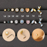 20G Stainless Steel Opal Stone L Shape Nose Stud Zircon Nose Ring