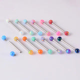 Surgical Steel Tongue Barbell Ring Opal Nipple Barbell Piercing
