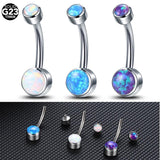 G23 Titanium Opal Crystal Belly Ring 14G