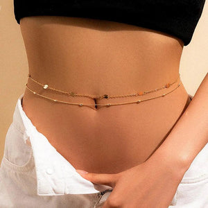 Sexy Thin Beads Link Body Chains Belt Waist Chain Pendant Silver