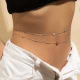 Sexy Thin Beads Link Body Chains Belt Waist Chain Pendant Silver
