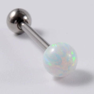 Surgical Steel Tongue Ring with Opal - 14G