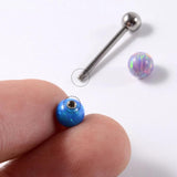 Surgical Steel Tongue Ring with Opal - 14G