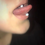 Surgical Steel Tongue Ring with Opal - 14G