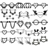 Punk Skeleton Nipple Shield Barbell Stainless Steel Rings