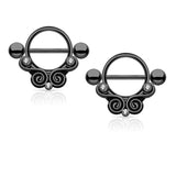 Punk Skeleton Nipple Shield Barbell Stainless Steel Rings