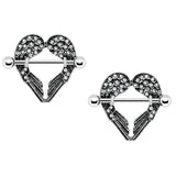 Punk Skeleton Nipple Shield Barbell Stainless Steel Rings