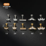 Titanium Tragus Cartilage Labret Lip Screw Earring Flat Back Stud