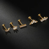 Titanium Tragus Cartilage Labret Lip Screw Earring Flat Back Stud