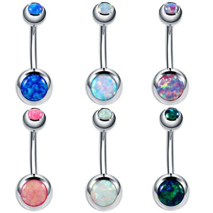 14G Opal Stone Navel Piercings Belly Button Piercings Dangle Earrings