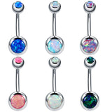 14G Opal Stone Navel Piercings Belly Button Piercings Dangle Earrings