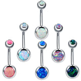 14G Opal Stone Navel Piercings Belly Button Piercings Dangle Earrings