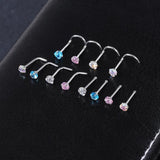 20G Glitter Zircon Nose Studs Stainless Steel Nostril Piercing Jewelry