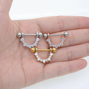 2Pcs Crystal Nipple Piercing Barbell 14G Nipple Rings
