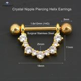 2Pcs Crystal Nipple Piercing Barbell 14G Nipple Rings
