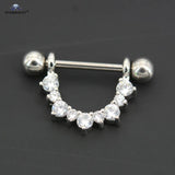 2Pcs Crystal Nipple Piercing Barbell 14G Nipple Rings