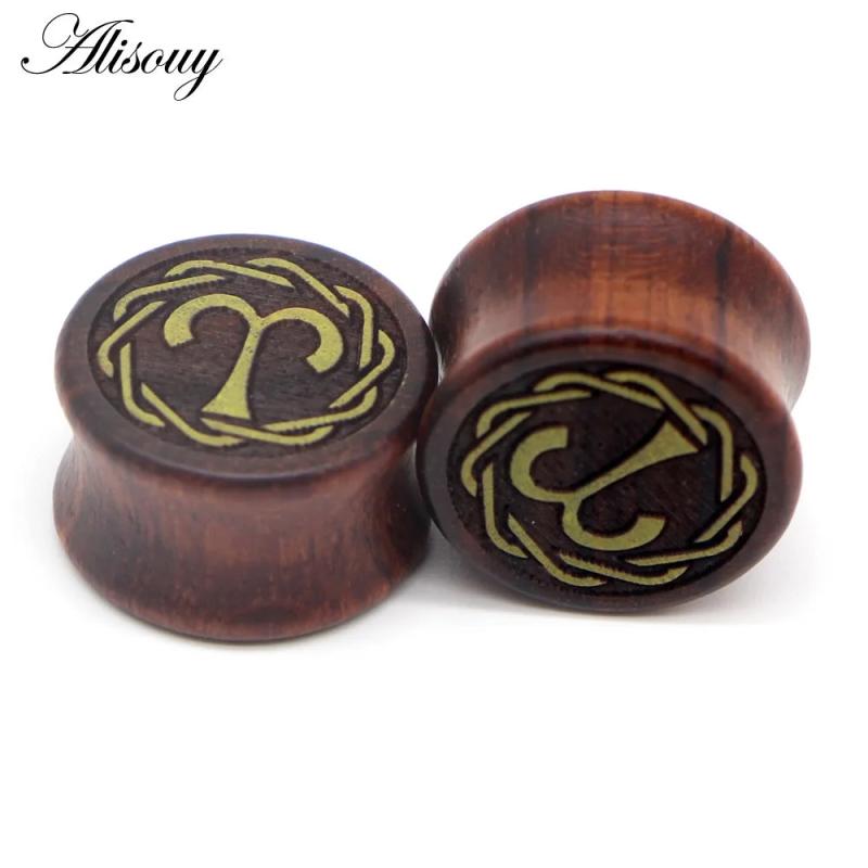 8-20mm Twelve Constellation Ear Plug Tunnel Wood Tunnels Piercing