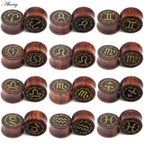 8-20mm Twelve Constellation Ear Plug Tunnel Wood Tunnels Piercing