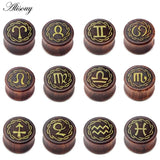 8-20mm Twelve Constellation Ear Plug Tunnel Wood Tunnels Piercing