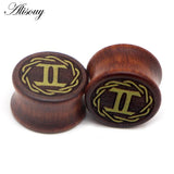 8-20mm Twelve Constellation Ear Plug Tunnel Wood Tunnels Piercing