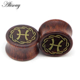 8-20mm Twelve Constellation Ear Plug Tunnel Wood Tunnels Piercing