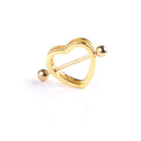 Golden Double Layer Nipple Piercing Heart Rhinestone Jewelry