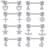 Heart Barbell Nipple Rings Stainless Steel Nipple Piercing