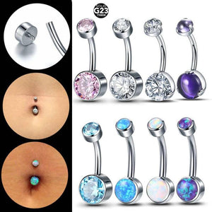 14G Titanium Navel Belly Button Rings CZ & Opal Navel Earrings
